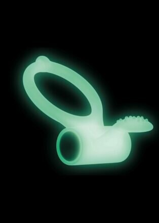 Эрекционное кольцо Dorcel Power Clit White PHOSPHO с вибрацией, белое, светится в темноте - lovekeks.com.ua