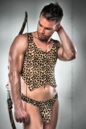 Мужской эротический костюм охотника Passion 023 SET XXL/XXXL: леопардовая маечка и стринги - lovekeks.com.ua