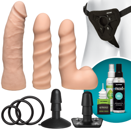 Набор для страпона Doc Johnson Vac-U-Lock Dual Density Starter Set Vanilla, диаметр 2х3,8см, 5,1см - lovekeks.com.ua
