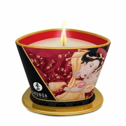 Массажная свеча Shunga Massage Candle - Sparkling Strawberry Wine (170 мл) с афродизиаками - lovekeks.com.ua