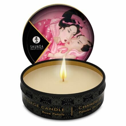 Массажная свеча Shunga Mini Massage Candle - Rose Petals (30 мл) с афродизиаками - lovekeks.com.ua