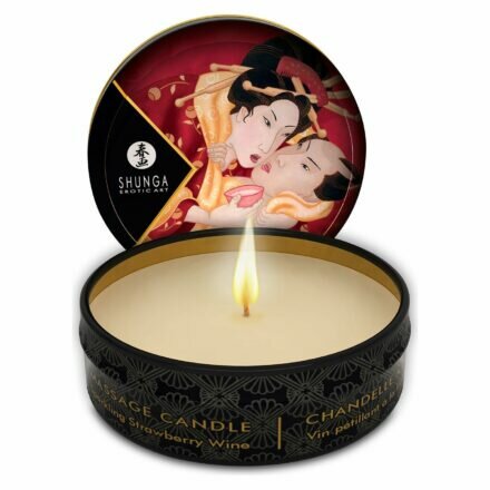 Массажная свеча Shunga Mini Massage Candle - Sparkling Strawberry Wine (30 мл) с афродизиаками - lovekeks.com.ua