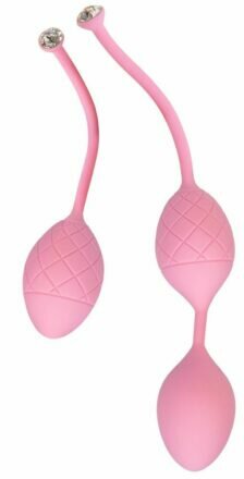 Роскошные вагинальные шарики PILLOW TALK - Frisky Pink с кристаллом, диаметр 3,2см, вес 49-75гр - lovekeks.com.ua