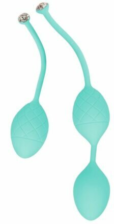 Роскошные вагинальные шарики PILLOW TALK - Frisky Teal с кристаллом, диаметр 3,2см, вес 49-75гр - lovekeks.com.ua