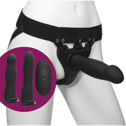 Набор для страпона с вибрацией Doc Johnson Body Extensions - BE Naughty - Black - lovekeks.com.ua