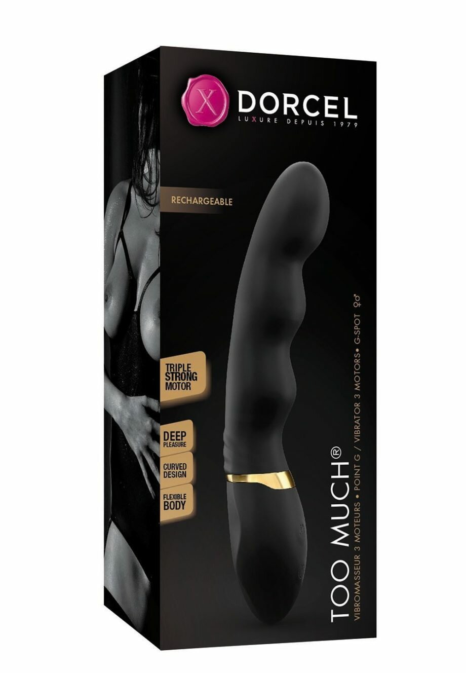 Вибратор ультрастимулирующий Dorcel Too Much Rechargeable Black, гибкий и мощный, 3 вибромотора - lovekeks.com.ua