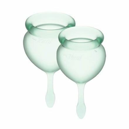 Набор менструальных чаш Satisfyer Feel Good (light green), 15мл и 20мл, мешочек для хранения - lovekeks.com.ua
