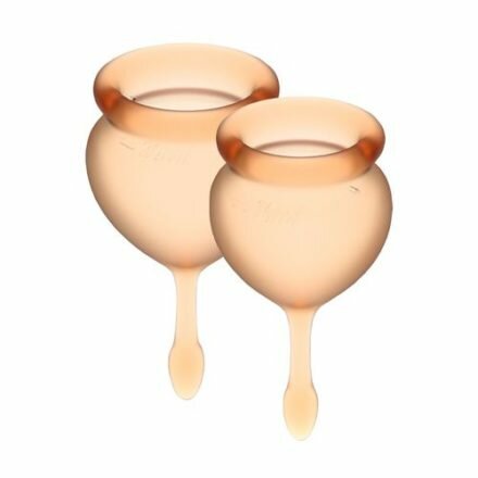 Набор менструальных чаш Satisfyer Feel Good (orange), 15мл и 20мл, мешочек для хранения - lovekeks.com.ua