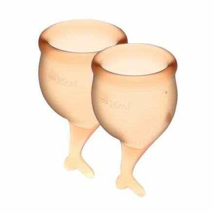 Набор менструальных чаш Satisfyer Feel Secure (orange), 15мл и 20мл, мешочек для хранения - lovekeks.com.ua