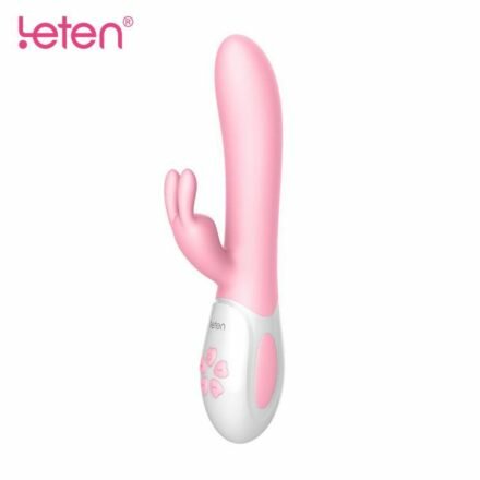 Вибратор-кролик с массирующим стволом и подогревом Leten Abby Pink, два мотора - lovekeks.com.ua