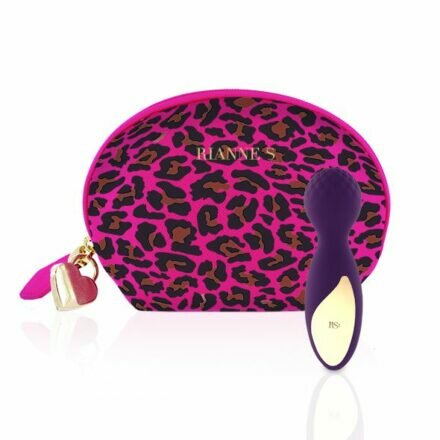 Мини вибромассажер Rianne S: Lovely Leopard Purple, 10 режимов работы, косметичка-чехол - lovekeks.com.ua
