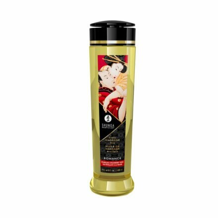 Массажное масло Shunga Romance - Sparkling Strawberry Wine (240 мл) натуральное увлажняющее - lovekeks.com.ua