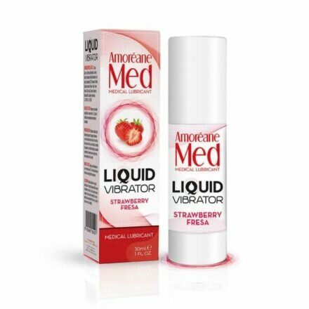 Лубрикант с эффектом вибрации Amoreane Med Liquid Vibrator Strawberry (30 мл) - lovekeks.com.ua