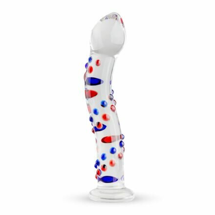 Стеклянный дилдо с изгибами и рисунком Gildo Glass Dildo No. 3 - lovekeks.com.ua