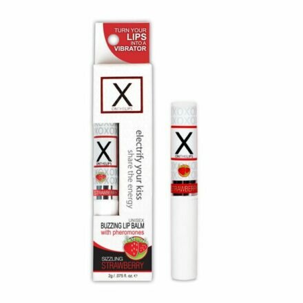 Стимулирующий бальзам для губ унисекс Sensuva - X on the Lips Strawberry с феромонами, клубника - lovekeks.com.ua