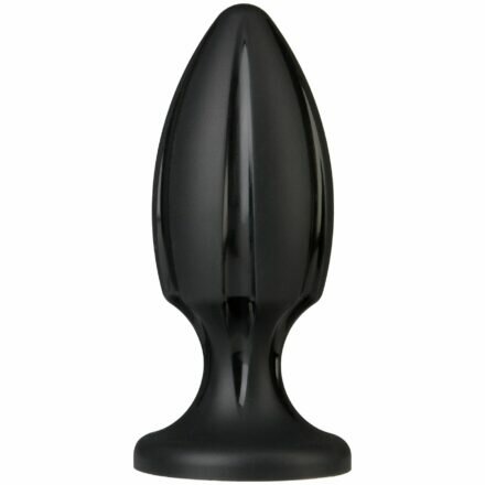 Анальный плаг с каналами для смазки Doc Johnson Platinum Premium Silicone - The Rocket - Black - lovekeks.com.ua