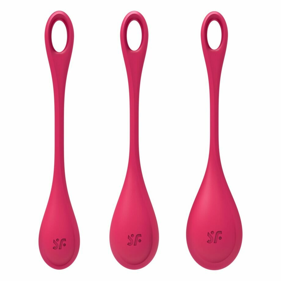 Набор йони бусин Satisfyer Yoni Power 1 Red, диаметр 2-2,5-3см, вес 22-46-74гр - lovekeks.com.ua