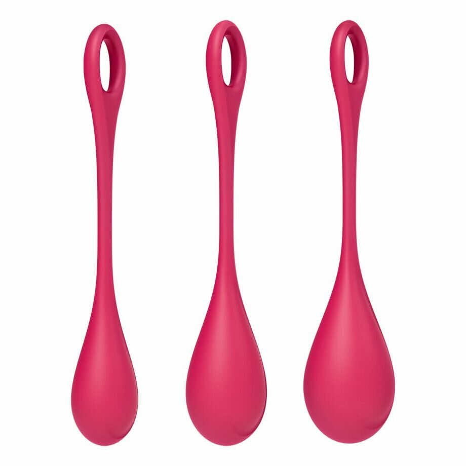 Набор йони бусин Satisfyer Yoni Power 1 Red, диаметр 2-2,5-3см, вес 22-46-74гр - lovekeks.com.ua