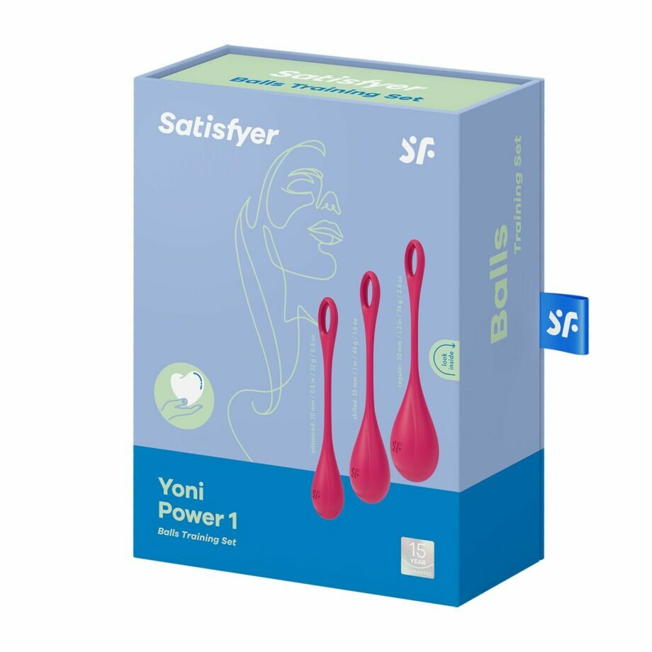 Набор йони бусин Satisfyer Yoni Power 1 Red, диаметр 2-2,5-3см, вес 22-46-74гр - lovekeks.com.ua