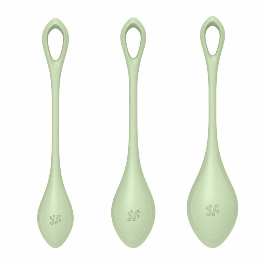 Набор йони бусин Satisfyer Yoni Power 2 Light Green, диаметр 2-2,5-3см, вес 22-44-73гр - lovekeks.com.ua