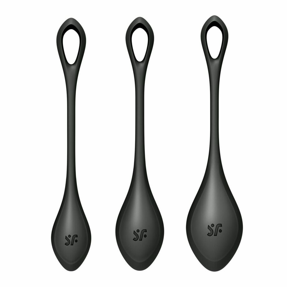 Набор йони бусин Satisfyer Yoni Power 2 Black, диаметр 2-2,5-3см, вес 22-44-73гр - lovekeks.com.ua