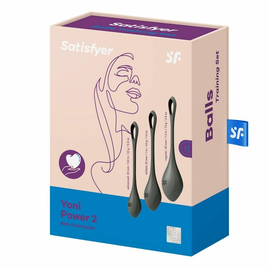 Набор йони бусин Satisfyer Yoni Power 2 Black, диаметр 2-2,5-3см, вес 22-44-73гр - lovekeks.com.ua