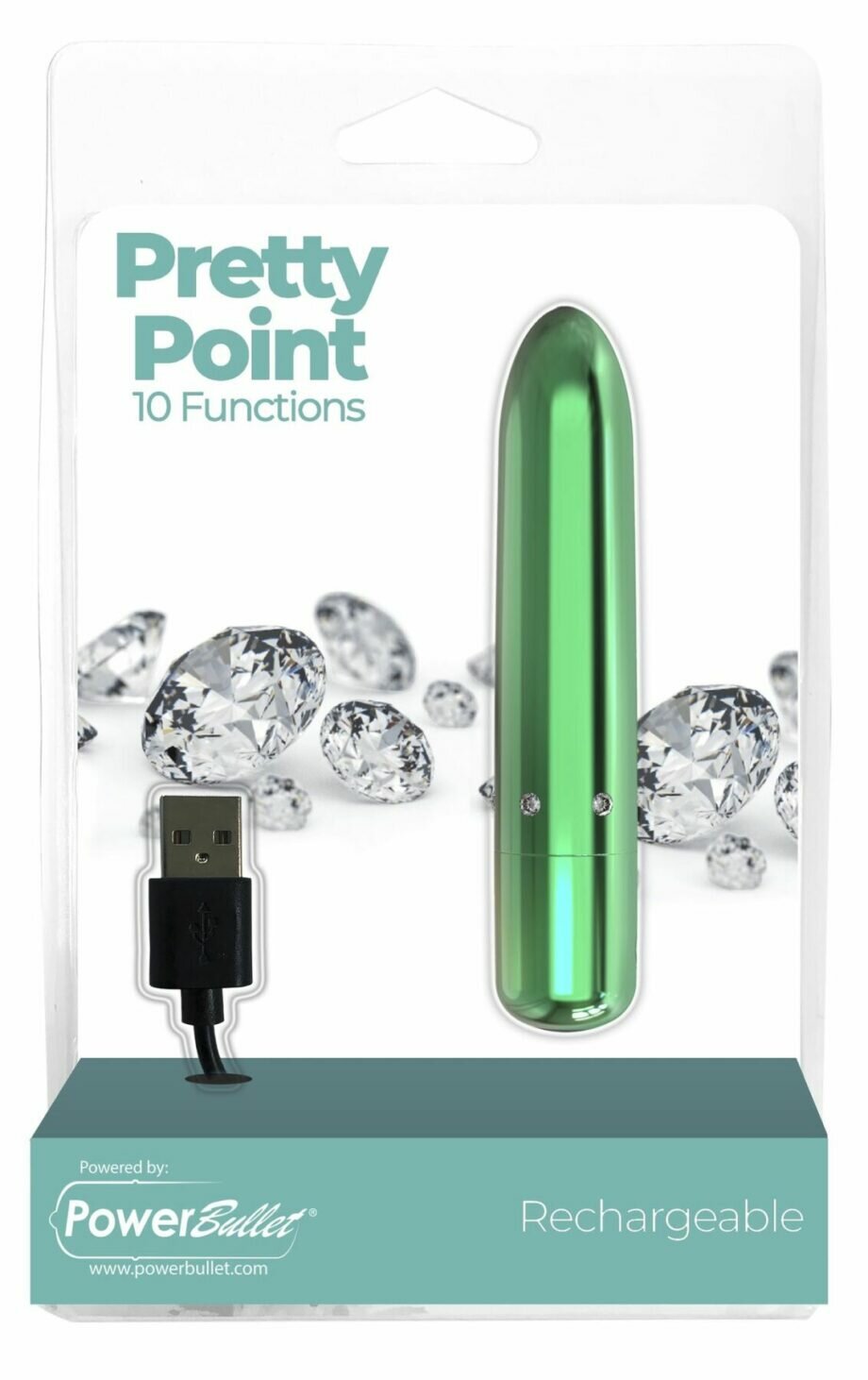 Вибропуля PowerBullet - Pretty Point Rechargeable Teal - lovekeks.com.ua